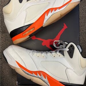 Jordan 5 Retro Shattered Backboard- Men's White and Orange Sneakers